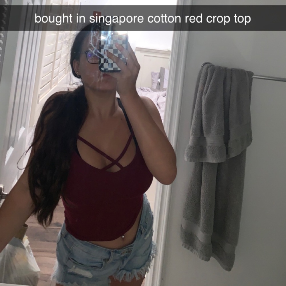 cotton red cami strap top